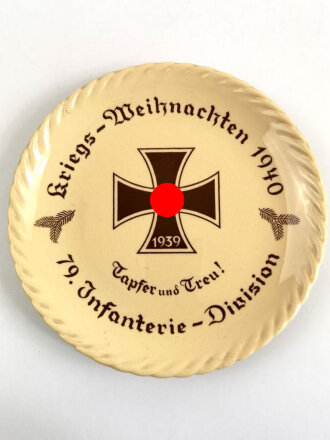 Wandteller "Kriegs Weihnachten 1940, 79. Infanterie Division" Durchmesser 20,5cm, guter Zustand