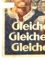 Deutsche Arbeitsfront, farbiges Plakat "Gleiches Blut, Gleiche Pflicht, Gleiche Ehre" Defekt, unschlau einlaminiert, Maße 42,5 x 54cm