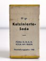 Pack "50 gr. Kalzinierte Soda"" datiert 1940