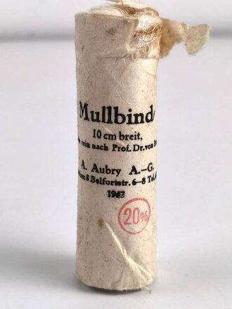 Mullbinde 10cm Breit, datiert 1942