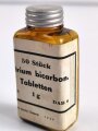 Glasbehälter " Natrium  bicarbon. Tabletten" Für Luftschutzzwecke. Datiert 1939, Höhe 9 cm