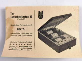 Bestellkarte für Tier Luftschutzkasten 39