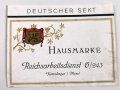 Etikett für eine Flasche "Deutscher Sekt, Hausmarke Reichsarbeitsdienst 6/243" 9,5 x 12,5cm