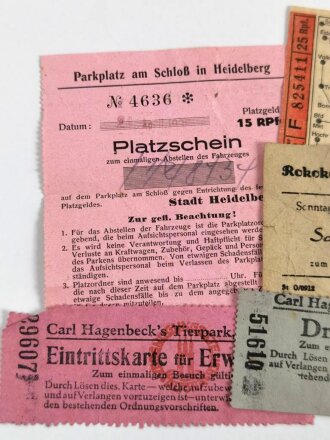 Konvolut Eintrittskarten Heidelberg / Darmstadt / Schwetzingen