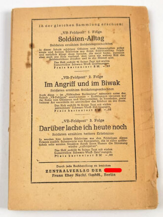 VB-Feldpost 4. Folge, "Landser lachen"- Fronthumor dieses Krieges, 96 Seiten, 1944 datiert, stark gebraucht