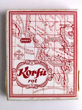 Pack "Korfu rot" Zigaretten, ungeöffnet, Steuerbanderole mit Hakenkreuz