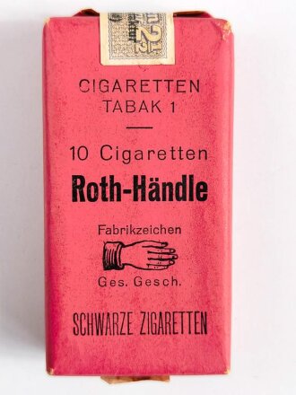 Pack " Roth Händle" Zigaretten, ungeöffnet, Steuerbanderole mit Hakenkreuz