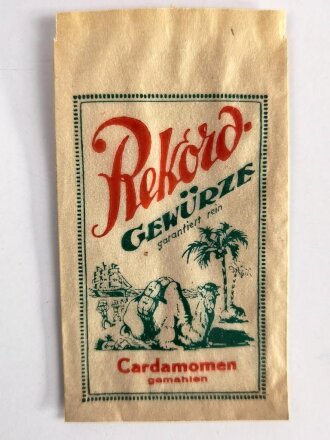 Verpackung " Rekord Gewürze" Cardamomen gemahlen. 6 x 11,5cm. Leer, ungebraucht