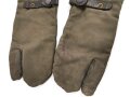 Paar Handschuhe für Kradmelder der Wehrmacht. getragenes aar, datiert 1940. Wäscheetikett eines Schützen in der MG Komp. Infanterie Regiment 70