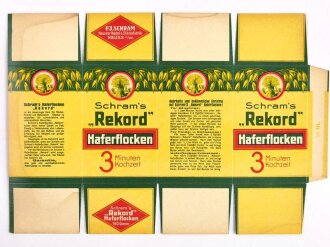 Verpackung " Schram´s Rekord Haferflocken " Maße 19 x 25 cm, ungebrauchtes Firmenmuster