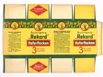 Verpackung " Schram´s Rekord Haferflocken " Maße 19 x 25 cm, ungebrauchtes Firmenmuster