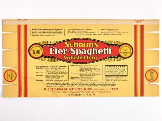 Verpackung " Schram´s Eier Spaghetti Volksliebling" Maße 14,5 x 29,5cm, unbenutztes Firmenmuster