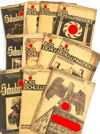 11 Ausgaben " Schulungsbrief der NSDAP" alle mehr oder weniger defekt