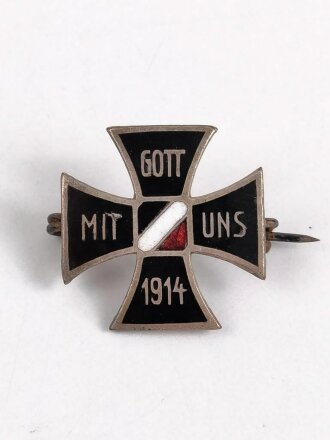 1.Weltkrieg, patriotisches Abzeichen Eisernes Kreuz 1914 " Gott mit uns " . Emailliert, Höhe 21mm