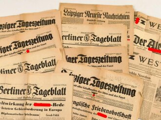 12 Stück Zeitungen aus der Zeit des 2.Weltkrieg....