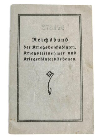 "Mitgliedsbuch", Reichsbund der...