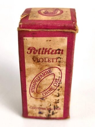 Kleine Flasche " Pelikan Stempelfarbe" in der originalen Umverpackung. Höhe 6cm