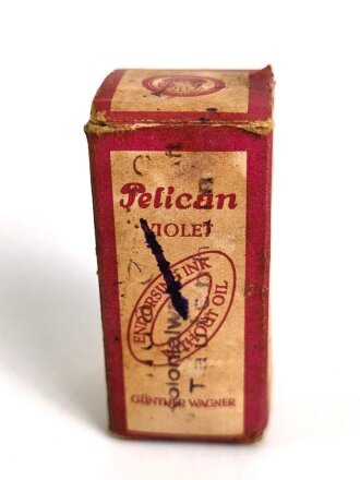 Kleine Flasche " Pelikan Stempelfarbe" in der originalen Umverpackung. Höhe 6cm