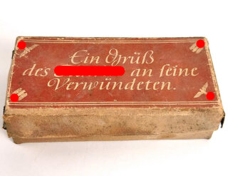 Pappschachtel " Ein Gruß des Führeres an seine Verwndeten" Maße10 x 20 x 4,5cm