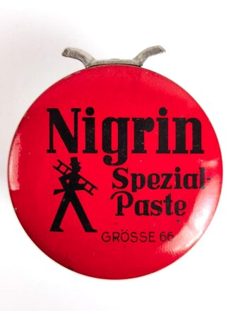 Glasbehälter mit Blechdeckel " Nigrin Spezial Paste Grösse 66" Durchmesser 6cm