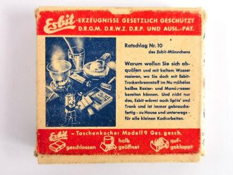 Pack " Esbit Trocken Brennstoff" Erich Schumm Murrhardt ( ab 1943 ) , ungeöffnet