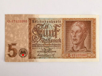 Reichsbanknote 5 Reichsmark aus der Zeit des 2.Weltkrieg