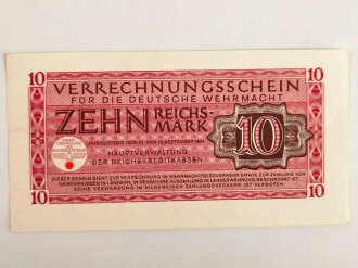 Verrechnungsschein für die deutsche Wehrmacht, 10 Reichsmark, datiert 1944