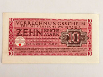 Verrechnungsschein für die deutsche Wehrmacht, 10 Reichsmark, datiert 1944