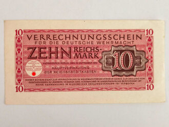 Verrechnungsschein für die deutsche Wehrmacht, 10 Reichsmark, datiert 1944