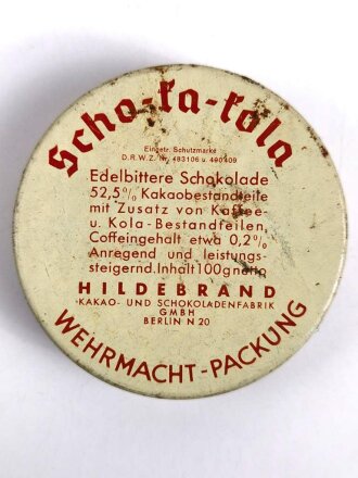 Scho-ka-kola Dose Wehrmacht Packung datiert 1941, leer