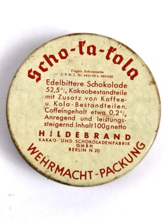 Scho-ka-kola Dose Wehrmacht Packung datiert 1941, leer