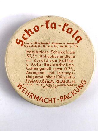 Scho-ka-kola Dose Wehrmacht Packung datiert 1939, leer