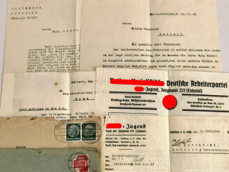 Schriftverkehr bezüglich Steichung eines Hitler.Jugend Angehörigen wegen Interesselosigkeit, mit Umschlägen. Bann und Jungbann 253 Limburg an der Lahn