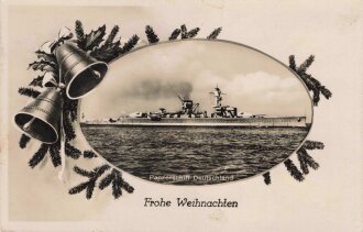 Ansichtskarte "Frohe Weihnachten - Panzerschiff...