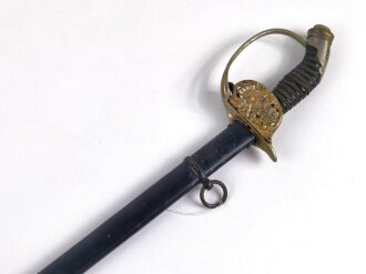 Württemberg, Infanterie Offiziers Degen Modell 1889 . Hersteller Eickhorn, gefäß Eisen mit resten der Vergoldung. Scheide Originallack