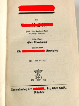 Adolf Hitler " Mein Kampf" blaue Ganzleinenausgabe von 1940. Widmung der Industrie - und Handelskammer Koblenz von 1941