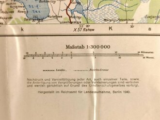 Landkarte Wehrmacht, Übersichtskarte Mitteleuropa X58 Oßtaschkow, Maße: 65 x 50cm, datiert 1940