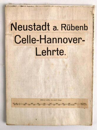 Zivile Landkarte , Neustadt a. Rübenb Celle-Hannover-Lehrte, Maße: 58 x 70 cm, auf Stoff geklebt