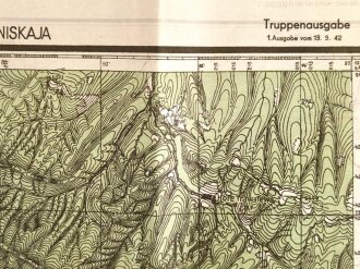 Truppenkarte Russland - Nawagniskajadatiert 1942, Maße:54 x 64cm , gebraucht, Rückseite bedruckt