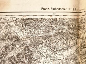 Landkarte Wehrmacht ,Frankreich, Einheitsblatt Nr. 85, Epinal,  Maße: 67 x 94 cm, stark gebraucht