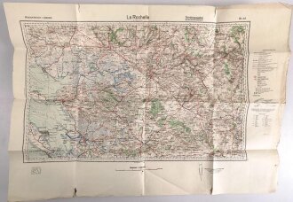 Landkarte Wehrmacht Frankreich, La Rochelle,  Maße: 57 x 79,5 cm, stark gebraucht