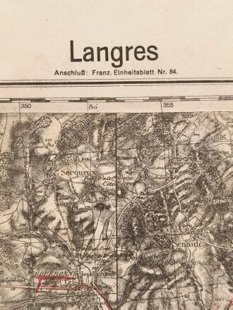 Frankreich, Einheitsblatt Nr. 99, Langres,  Maße: 70 X 89 cm, stark gebraucht, datiert 1936