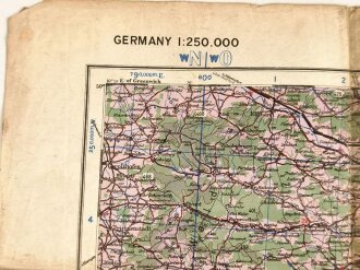 U.S. Army Air, Germany, Nürnberg Sheet M 50, Maße: 64 x 80 cm, datiert 1943, stark gebraucht