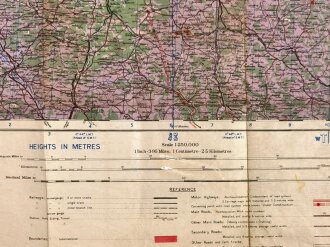 U.S. Army Air, Germany, Nürnberg Sheet M 50, Maße: 64 x 80 cm, datiert 1943, stark gebraucht