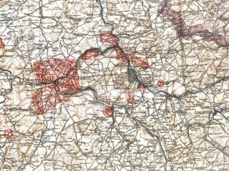 1.Weltkrieg Landkarte Metz-Beltfort, Frankreich, Maße: 107 X 85,5 cm, gebraucht, datiert 1917