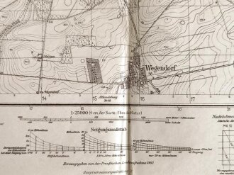 Landkarte Wehrmacht, Topgraphische Karte 3348 Werneuchen, datiert 1941, Maße: 60 x 56,5 cm, gebraucht