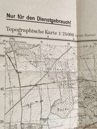 Landkarte Wehrmacht, Topgraphische Karte 3348 Werneuchen, datiert 1941, Maße: 60 x 56,5 cm, gebraucht