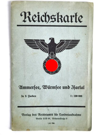 Reichskarte, Ammersee, Würmsee und Isartal, Maße: 62 x 57,5 cm