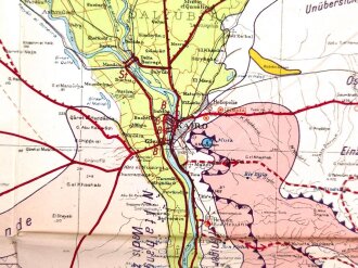 Afrikakorps Geländekarte, Sonderausgabe 1941. Maße: 66,5 x 99 cm, gebraucht