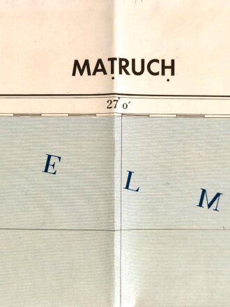 Afrikakorps Landkarte Sonderausgabe 1941 "Matruch" Ägypten, Maße: 84 x 109 cm, , gebraucht